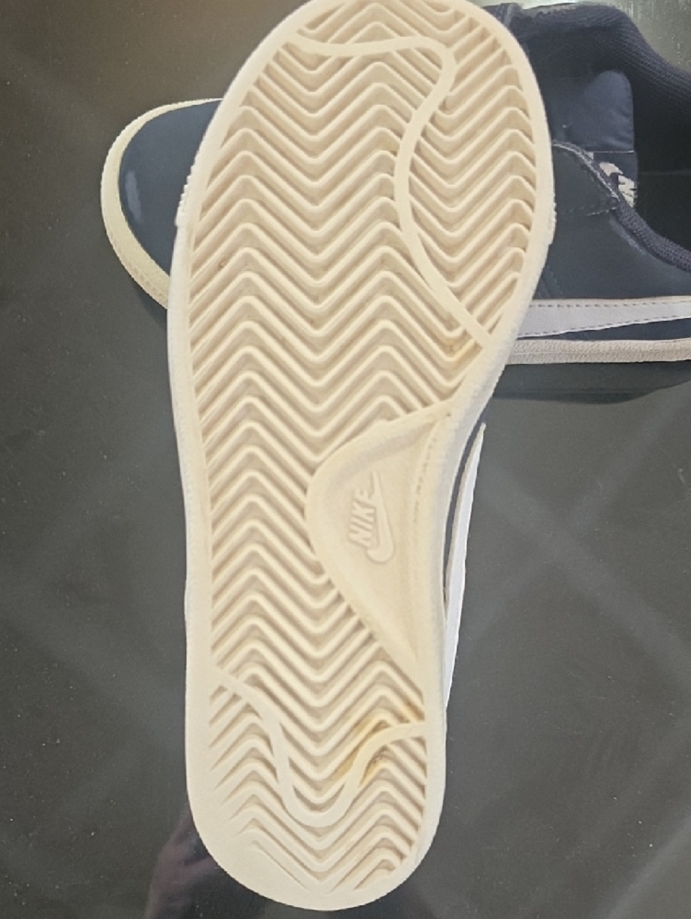 Nike Kids Navy and White Double Strap Sneakers - Picture 2 of 3